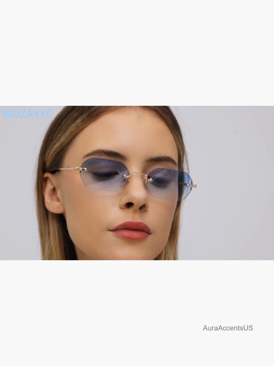 Retro Geometric Rimless Sunglasses Unisex UV Protection
